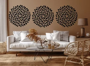 Abstract flower wall stickers pure black