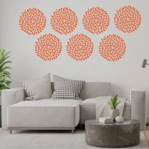 Abstract flower wall stickers pure orange