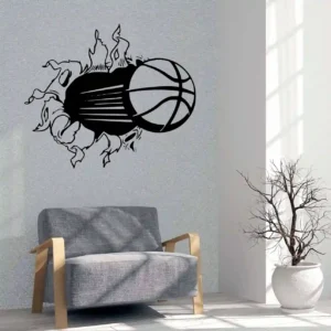Basketball crack wall stickers dark black