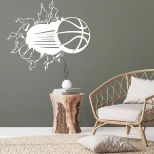Basketball crack wall stickers white