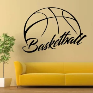Basketball text wall stickers dark black
