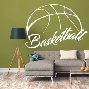 Basketball text wall stickers white