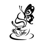 Coffee and Butterfly Wall Stickers Black | Stickers on Wall