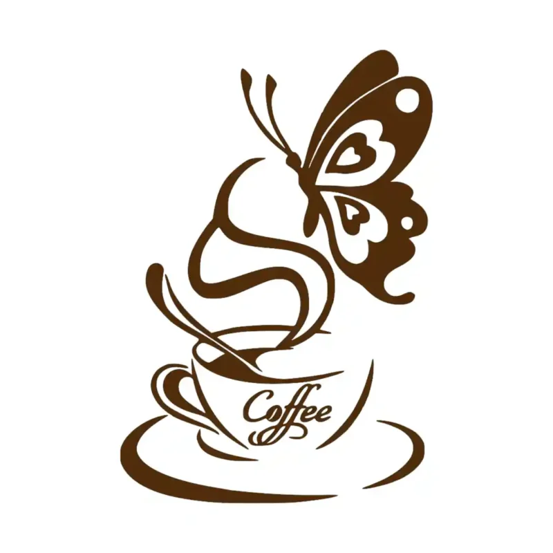 Coffee and Butterfly Wall Stickers Brown | Stickers on Wall