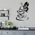 Coffee and Butterfly Wall Stickers Pure Black | Stickers on Wall