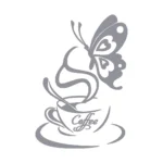 Coffee and Butterfly Wall Stickers Silver | Stickers on Wall