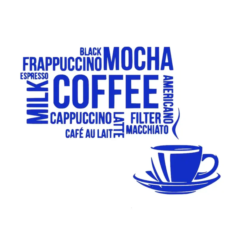Coffee Typography Wall Stickers Blue | Stickers on Wall