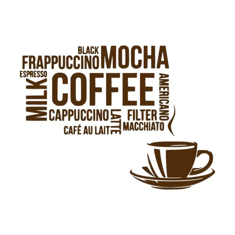 Coffee Typography Wall Stickers Brown | Stickers on Wall