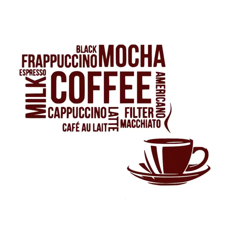 Coffee Typography Wall Stickers Burgundy | Stickers on Wall