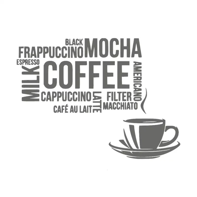 Coffee Typography Wall Stickers Dark Grey | Stickers on Wall
