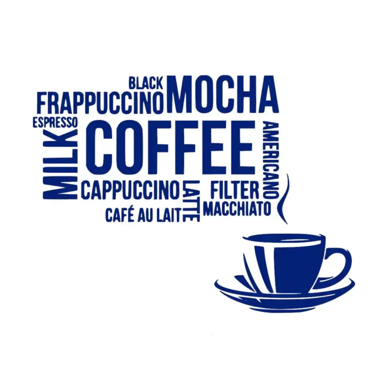 Coffee Typography Wall Stickers Medium Blue | Stickers on Wall