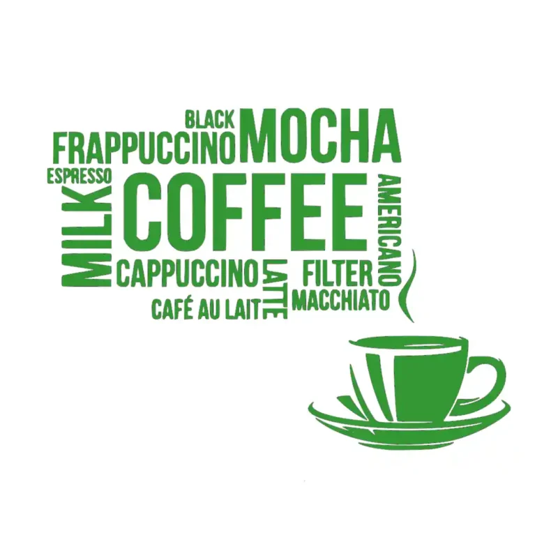 Coffee Typography Wall Stickers Mid Green | Stickers on Wall