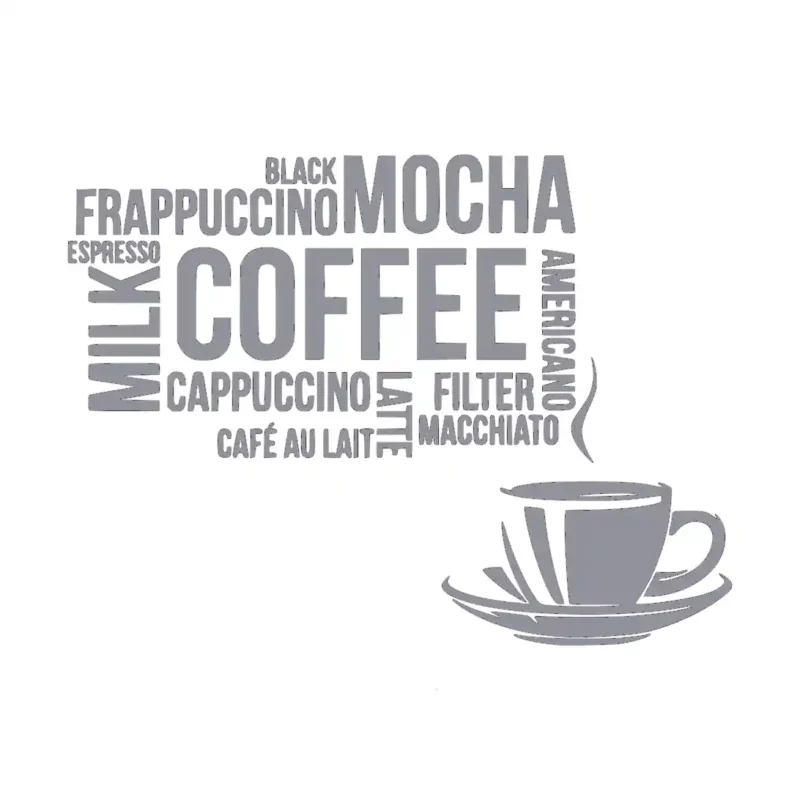 Coffee Typography Wall Stickers Silver | Stickers on Wall
