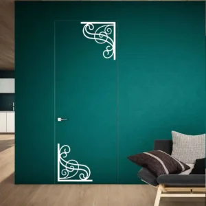 Corner flourish wall stickers white