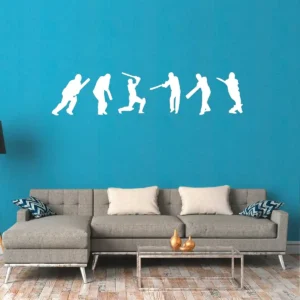 Cricket batsman wall stickers white