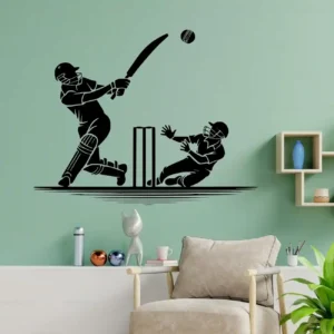 Cricket match wall stickers dark black