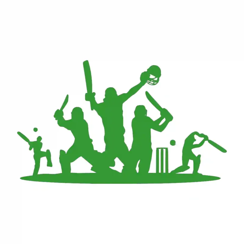 Cricket Players Wall Stickers Mid Green | Stickers on Wall
