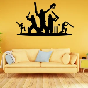 Cricket players wall stickers pure black