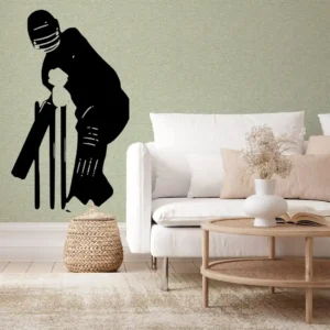Defensive batsman wall stickers pure black