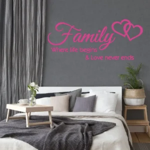 Family wall love wall stickers pink