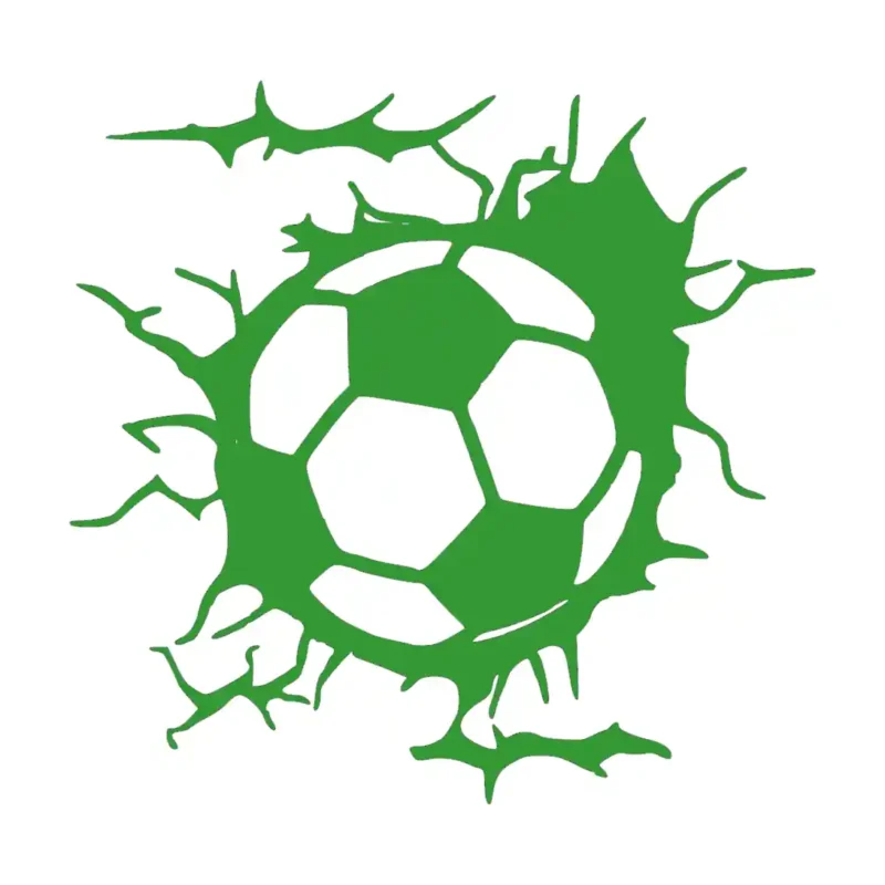 Football with Crack Wall Stickers Mid Green | Stickers on Wall
