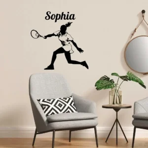 Girl tennis wall stickers dark black
