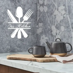Kitchen cutlery wall stickers white