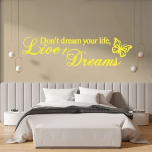 Live your dreams wall stickers yellow