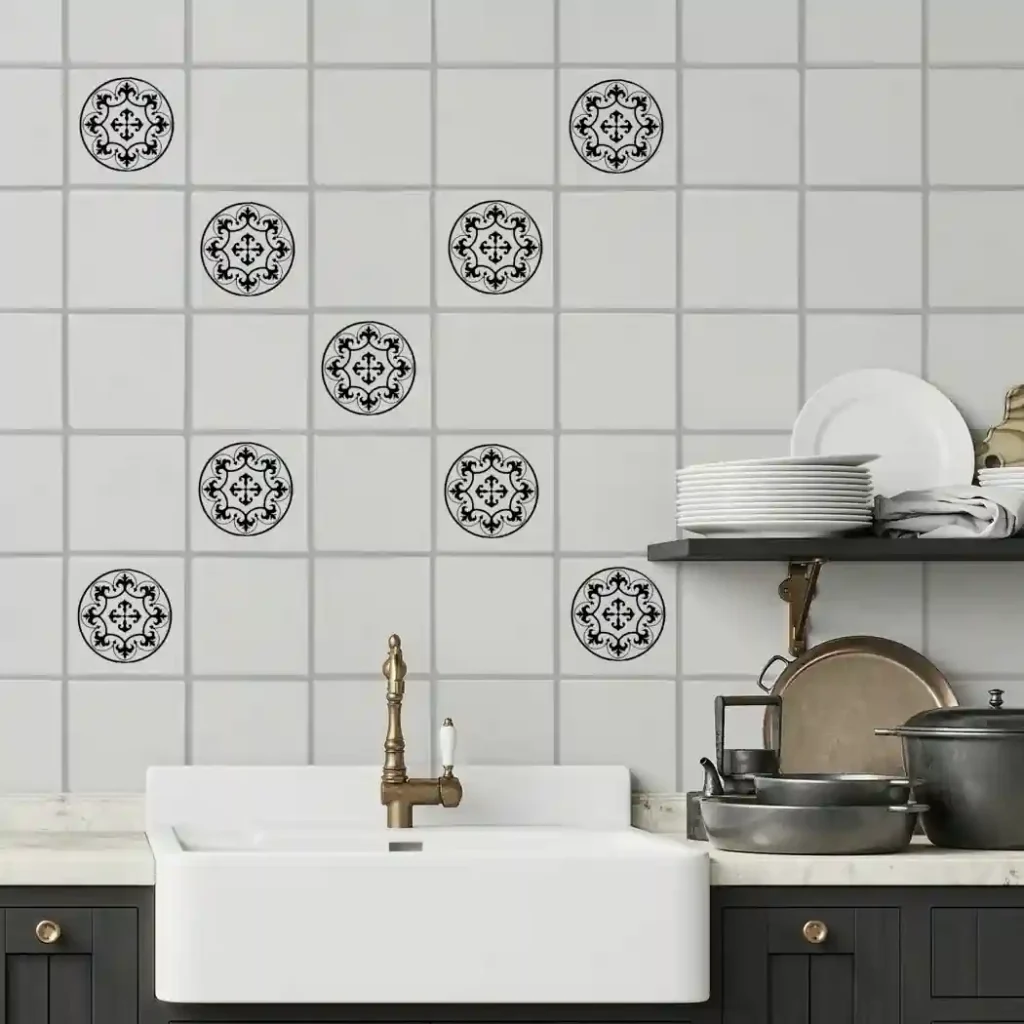 Mosaic Tile Wall Stickers Dark Black