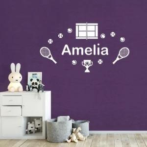 Name tennis wall stickers white