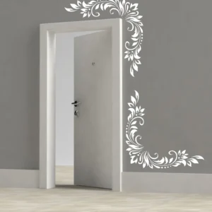 Ornate corner wall stickers white