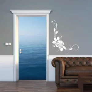 Rose corner wall stickers white