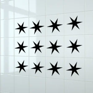 Star tile wall stickers pure black