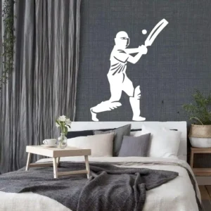 Striking batsman wall stickers white