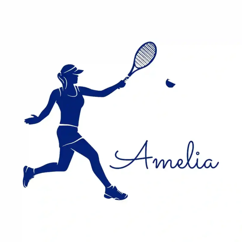 Tennis Name Wall Stickers Medium Blue | Stickers on Wall