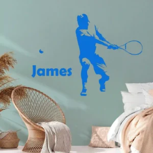 Tennis personalised wall stickers blue