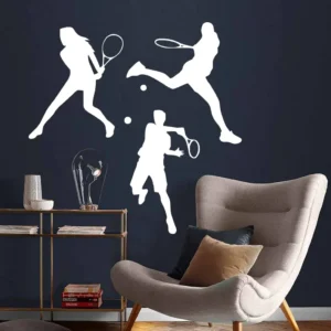 Tennis players wall stickers white