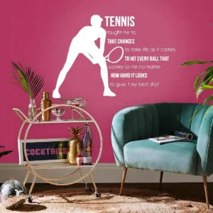 Tennis quote wall stickers white