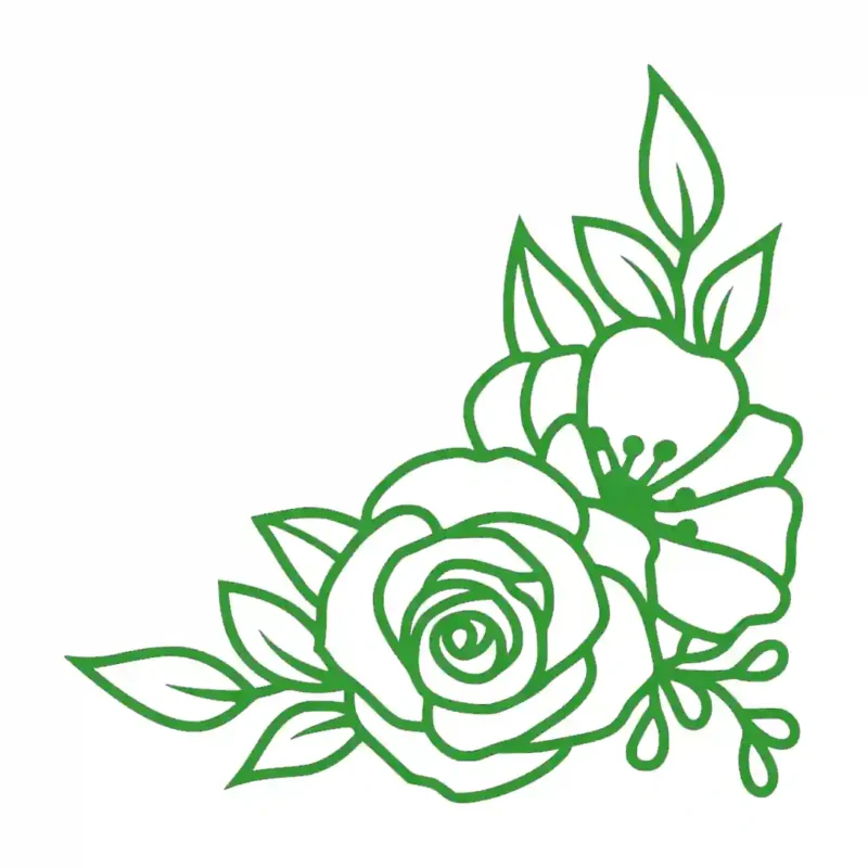 Bloom Corner Wall Stickers Mid Green | Stickers on Wall