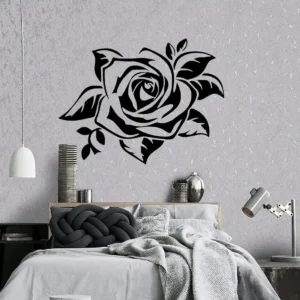 Blooming rose wall stickers dark black