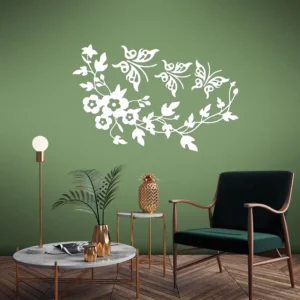 Butterfly vine wall stickers white