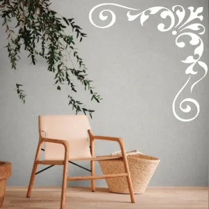 Corner swirl wall stickers white