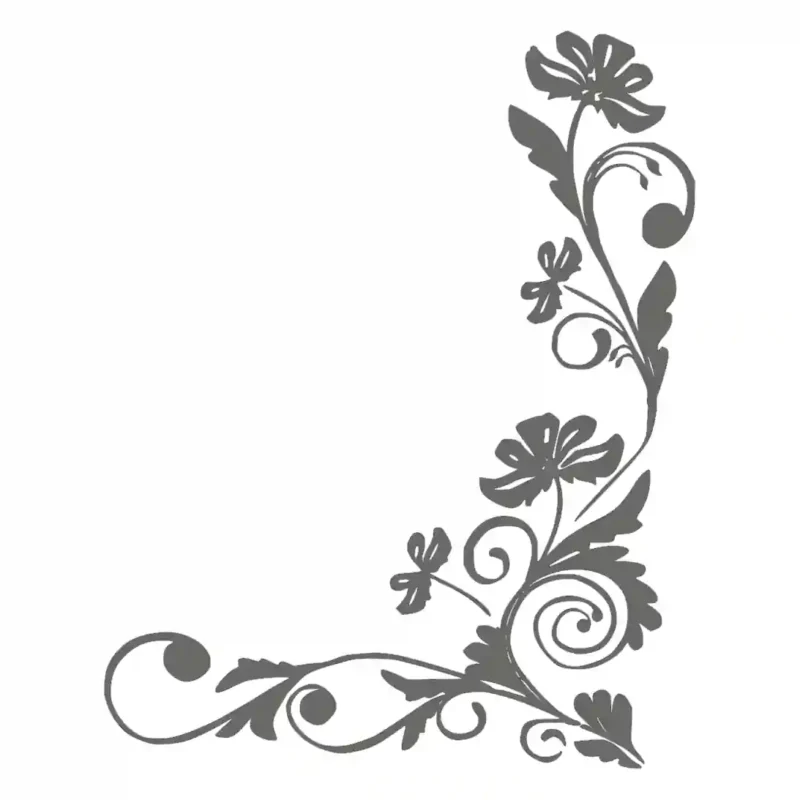 Floral Corner Wall Stickers Dark Grey | Stickers on Wall