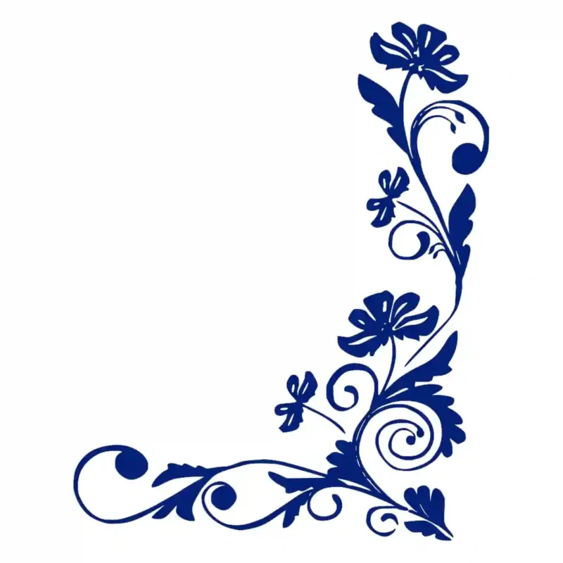 Floral Corner Wall Stickers Medium Blue | Stickers on Wall