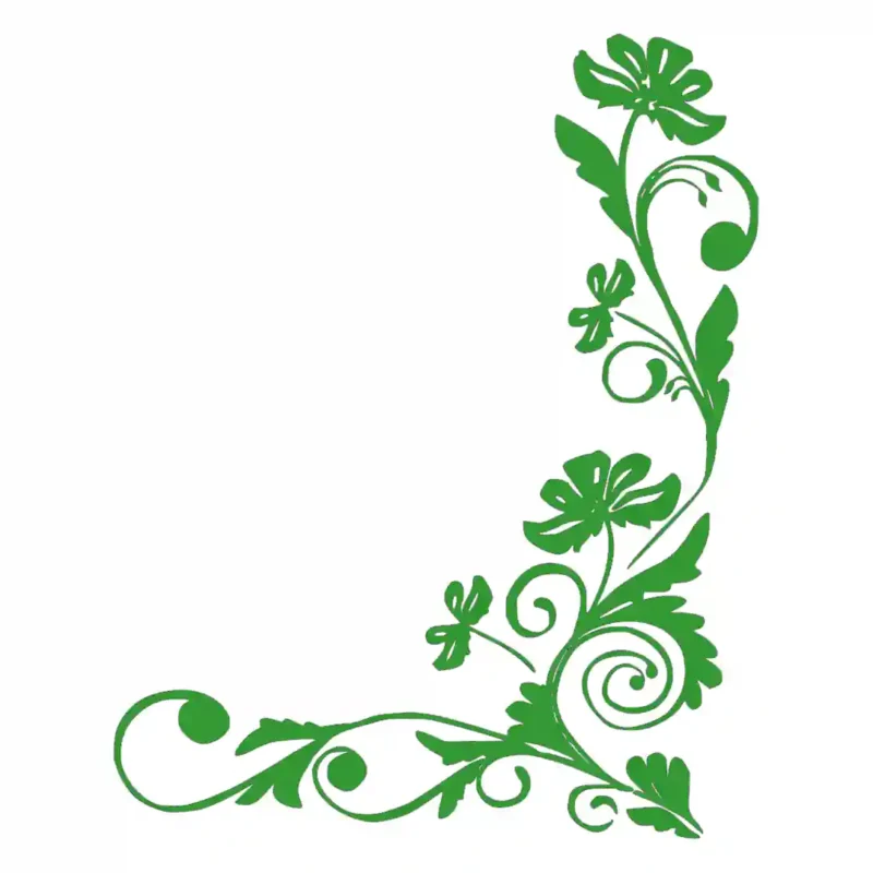 Floral Corner Wall Stickers Mid Green | Stickers on Wall