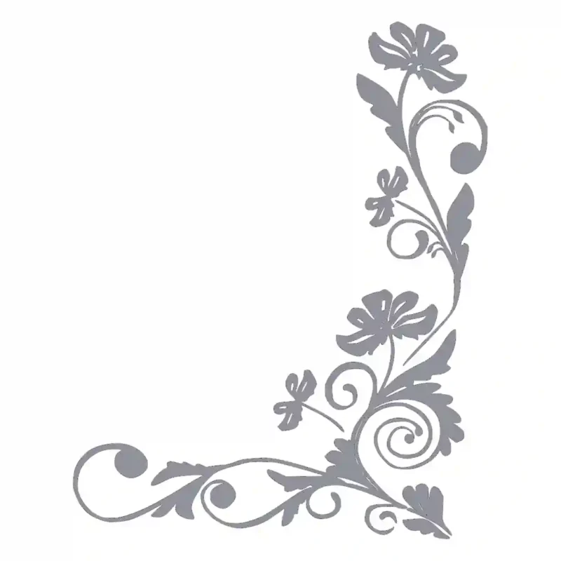 Floral Corner Wall Stickers Silver | Stickers on Wall