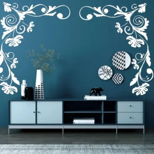 Floral corner wall stickers white