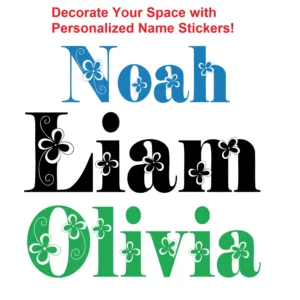 Floral name wall stickers