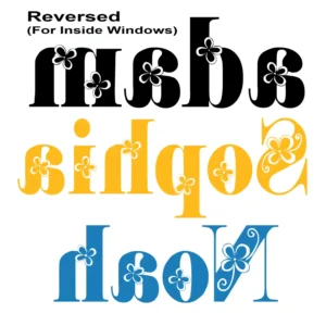 Floral name wall stickers reversed