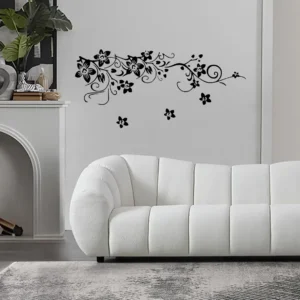 Floral vine wall stickers dark black